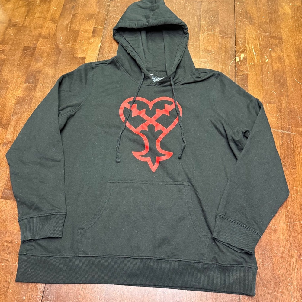 Disney Kingdom Hearts Hoodie Adult 2XL Black Red Heartless Graphic Pullover